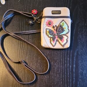 Chala Cream and Brown Butterfly Crossbody